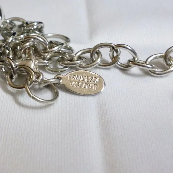 Francesca Visconti Necklace Slider Pendant Silver Tone 15" + 3" NWOT - Picture 3 of 4